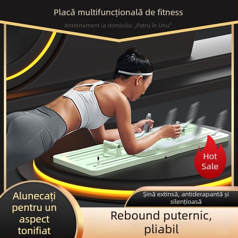 Placă de fitness multifuncțională pentru uz casnic, placă abdominală cu alunecare și revenire automată pentru antrenament în interior.