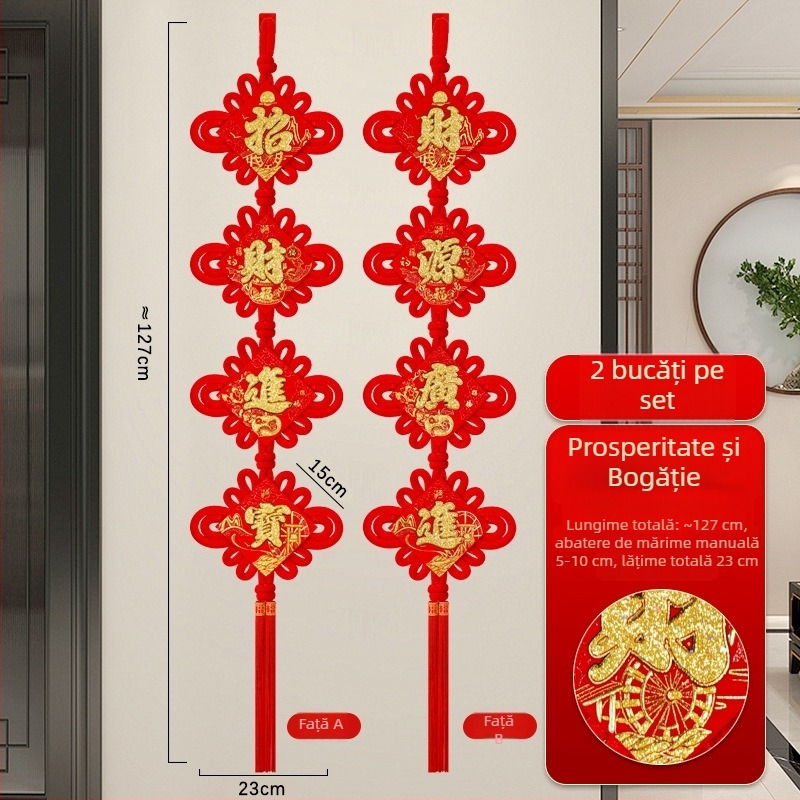 Nod chinezesc din catifea cu imprimare norocoasă, șnur de agățat pentru hol și sufragerie, decor festiv, lucrat manual, pandantiv de pace