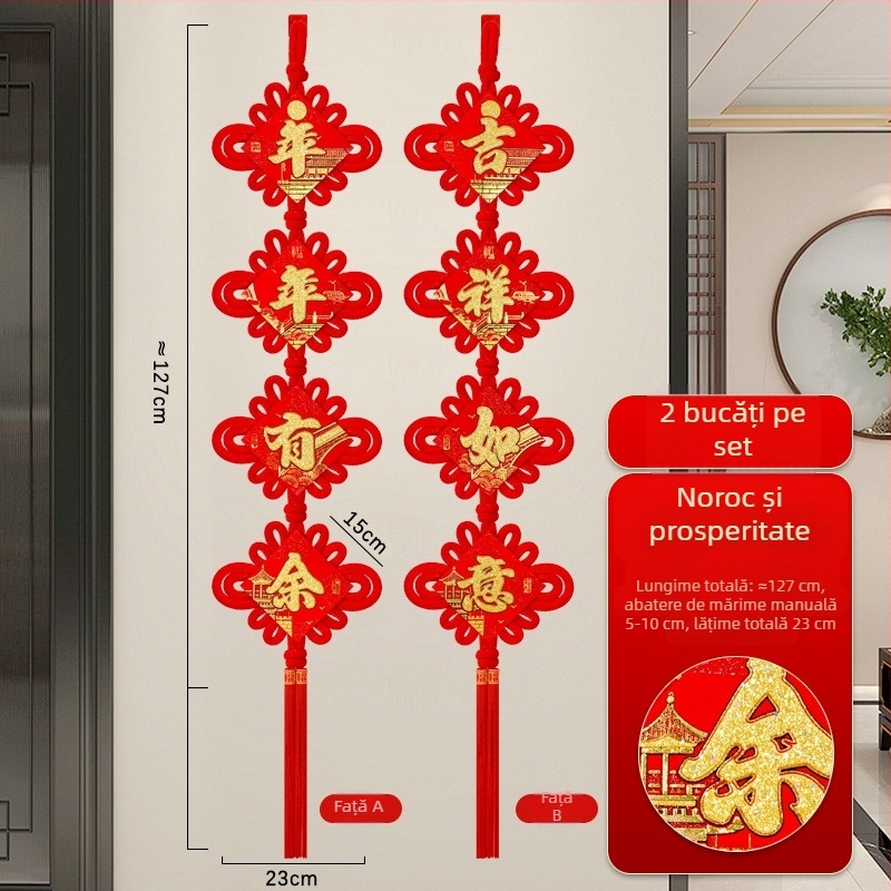 Nod chinezesc din catifea cu imprimare norocoasă, șnur de agățat pentru hol și sufragerie, decor festiv, lucrat manual, pandantiv de pace