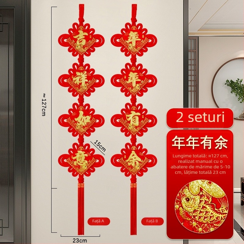 Nod chinezesc din catifea cu imprimare norocoasă, șnur de agățat pentru hol și sufragerie, decor festiv, lucrat manual, pandantiv de pace