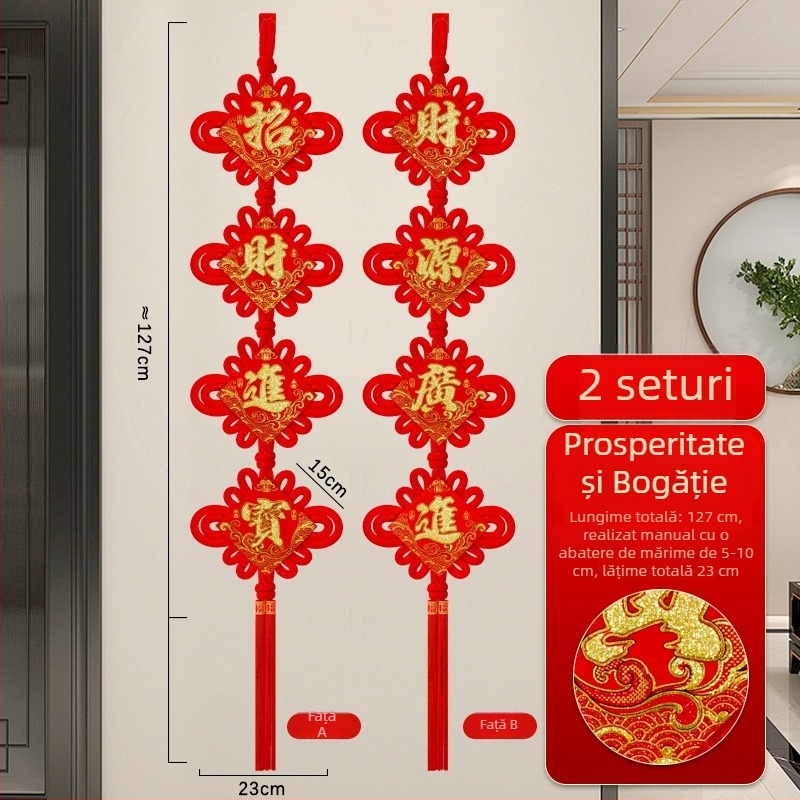 Nod chinezesc din catifea cu imprimare norocoasă, șnur de agățat pentru hol și sufragerie, decor festiv, lucrat manual, pandantiv de pace