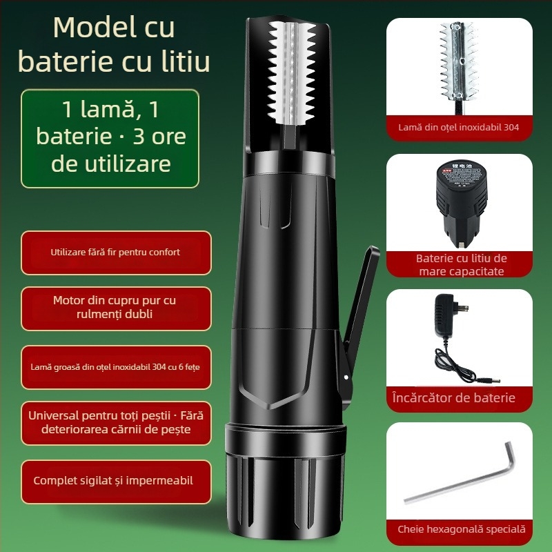 Noua mașină electrică impermeabilă pentru îndepărtarea solzilor de pește, automată, pentru uz comercial, fără fir.