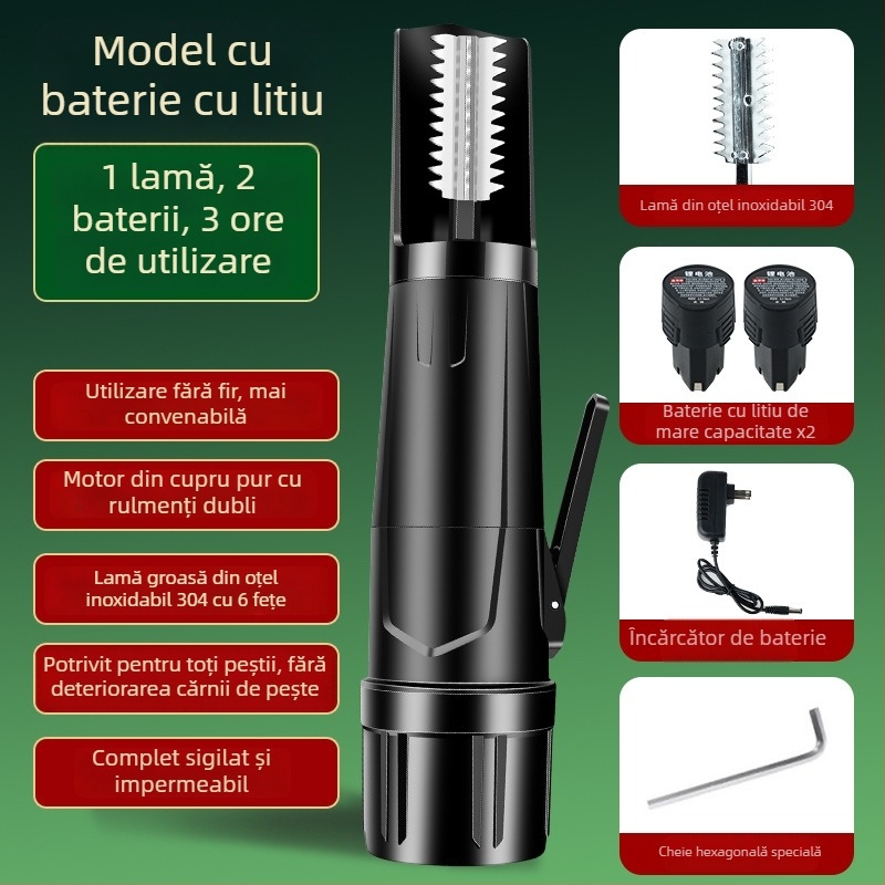 Noua mașină electrică impermeabilă pentru îndepărtarea solzilor de pește, automată, pentru uz comercial, fără fir.
