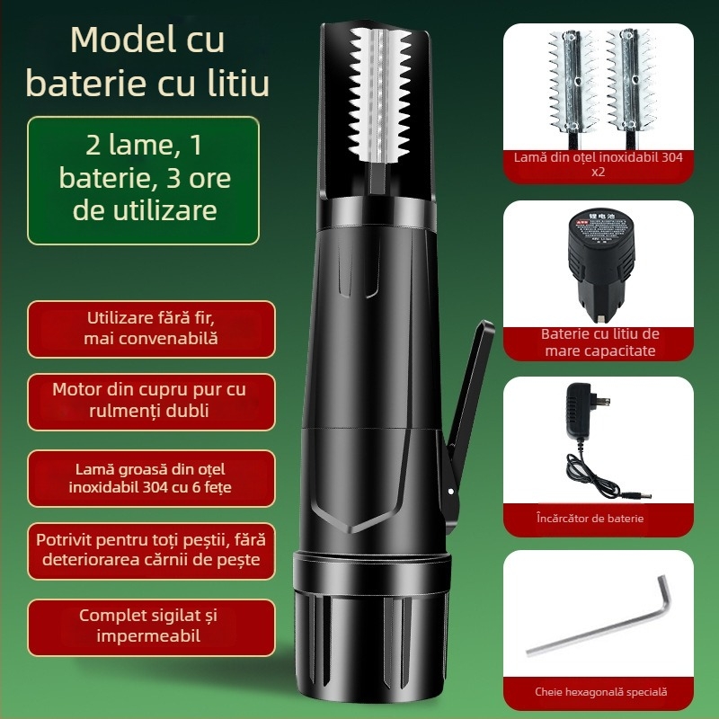 Noua mașină electrică impermeabilă pentru îndepărtarea solzilor de pește, automată, pentru uz comercial, fără fir.