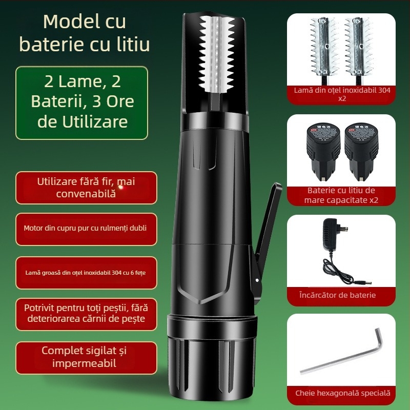 Noua mașină electrică impermeabilă pentru îndepărtarea solzilor de pește, automată, pentru uz comercial, fără fir.