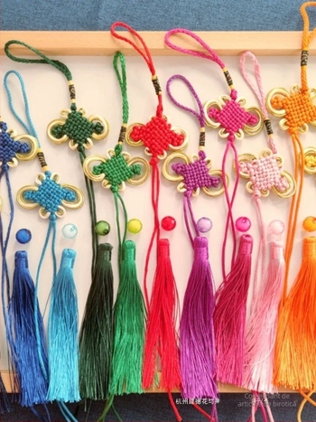 Set de noduri chinezești croșetate manual, cu 8 role, accesorii DIY pentru bijuterii, mărgele din monede de cupru – Cinci Împărați și Zece Împărați