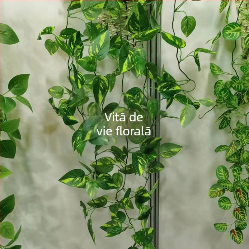 Flori artificiale și viță de vie pentru decor de nuntă și hotel — frunze de arțar roșu și verde, filodendron roșu, salvie mov, viță decorativă