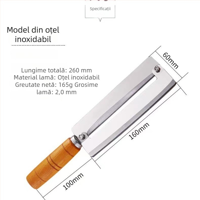 Cuțit multifuncțional din oțel inoxidabil pentru fructe: lamă de curățare a salatelor, lamă pentru ananas, lamă pentru pepene și lamă pentru trestia de zahăr