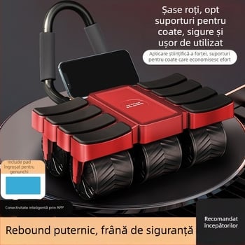 Rulă abdominală cu șase roți, conectivitate inteligentă și revenire automată – echipament de fitness pentru abdomen, uz casnic