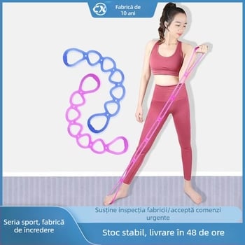 Bandă de rezistență multicoloră cu 7 găuri, frânghie de tensiune, material TPR