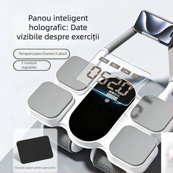 Roată abdominală cu patru roți, aparat de fitness pentru acasă, cu revenire automată