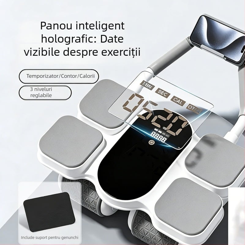 Roată abdominală cu patru roți, aparat de fitness pentru acasă, cu revenire automată