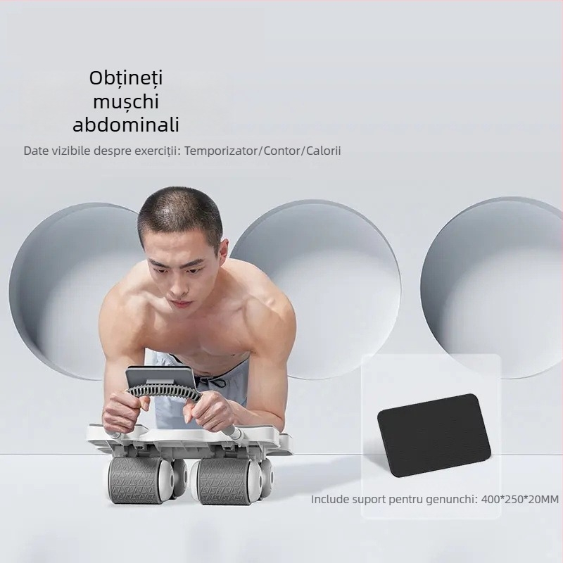 Roată abdominală cu patru roți, aparat de fitness pentru acasă, cu revenire automată