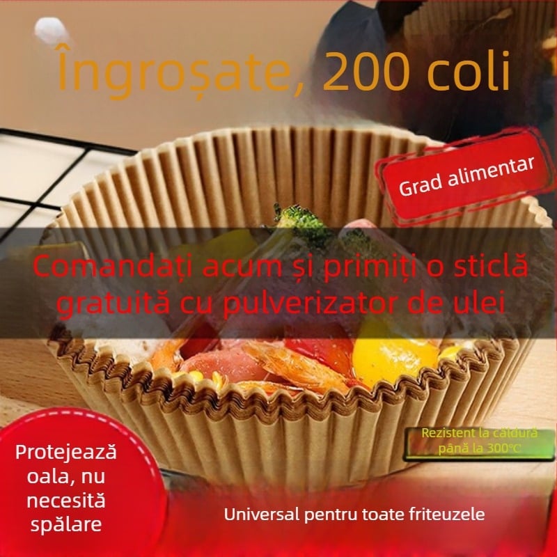 Hârtie de copt rezistentă la temperaturi înalte pentru friteuza cu aer, groasă și absorbantă la ulei, pentru coacere și grătar