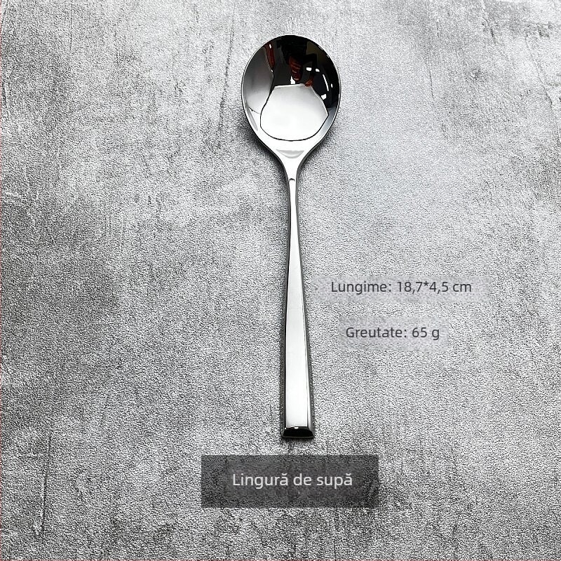 Set tacâmuri cu mâner pătrat, din oțel inoxidabil 304, cuțit, furculiță și lingură cu grosime extra pentru steakhouse, restaurant și hotel