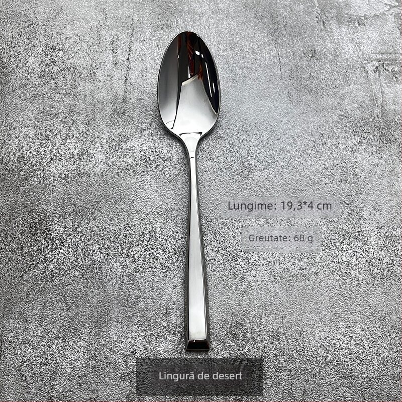 Set tacâmuri cu mâner pătrat, din oțel inoxidabil 304, cuțit, furculiță și lingură cu grosime extra pentru steakhouse, restaurant și hotel