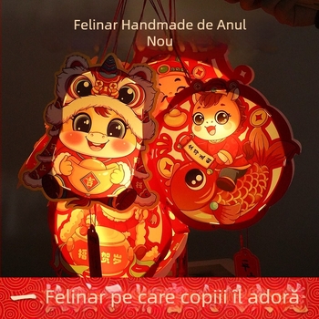 Model nou 2026 - Lanternă portabilă cu iluminare pentru copii, design desen animat, DIY, PVC lanternă cu flori (Anul Calului)