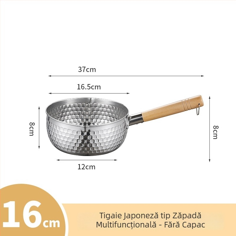 Oală Yukihira din oțel inoxidabil, mică, fără acoperire, cu capac, pentru o singură porție, pentru paste, supă și mâncare pentru bebeluți