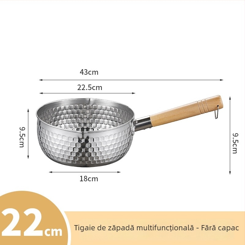 Oală Yukihira din oțel inoxidabil, mică, fără acoperire, cu capac, pentru o singură porție, pentru paste, supă și mâncare pentru bebeluți