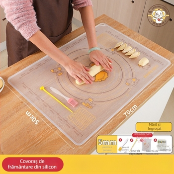 Covor din silicon pentru frământat aluat, transparent, calitate alimentară, îngroșat, antiaderent și antiderapant, pentru întins aluatul și rularea lui pentru găluște și baozi