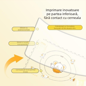 Covor din silicon pentru frământat aluat, transparent, calitate alimentară, îngroșat, antiaderent și antiderapant, pentru întins aluatul și rularea lui pentru găluște și baozi
