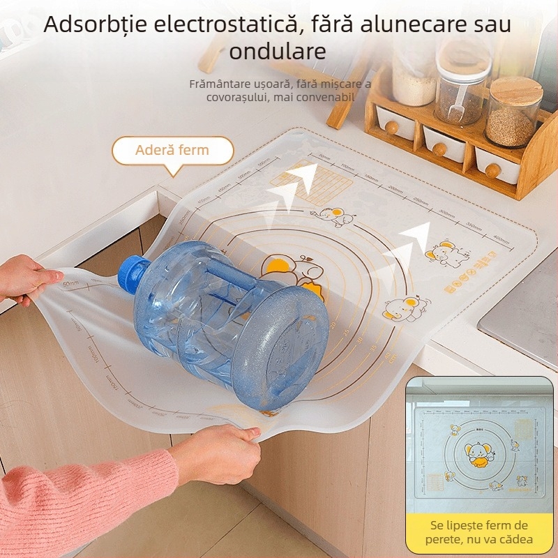 Covor din silicon pentru frământat aluat, transparent, calitate alimentară, îngroșat, antiaderent și antiderapant, pentru întins aluatul și rularea lui pentru găluște și baozi