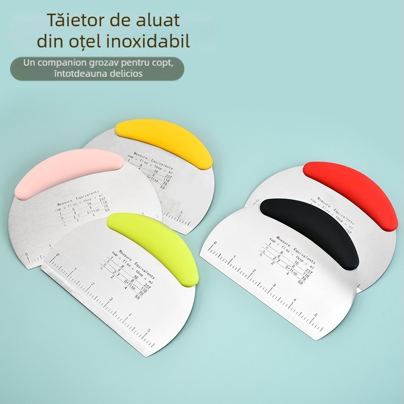 Cuțit pentru aluat din oțel inoxidabil, cu marcaje de scală, instrument de coacere cu o singură față