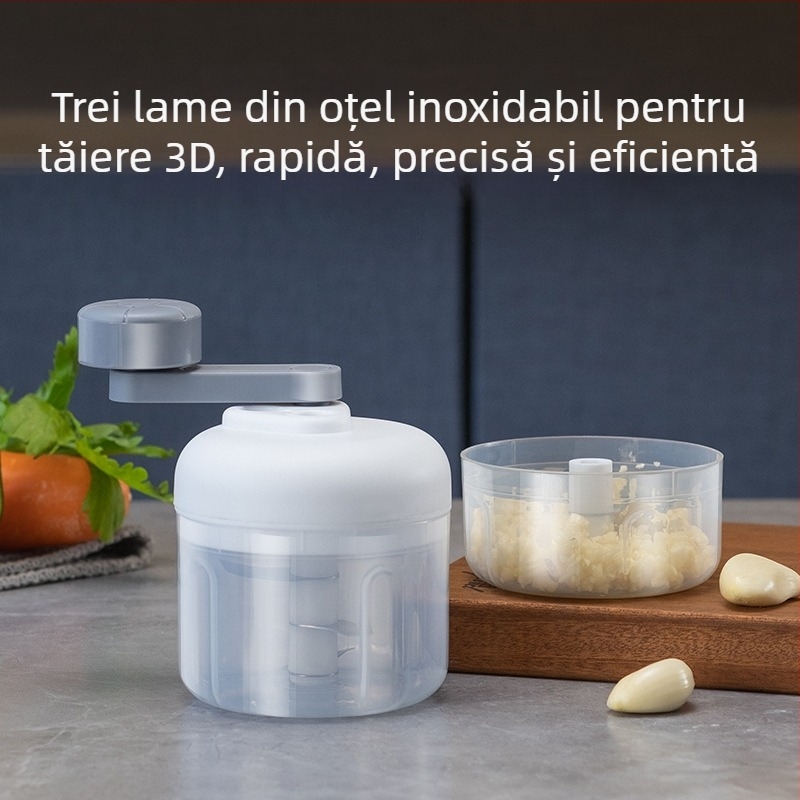 Mini zdrobitor de usturoi portabil, manual, cu trei trepte de reglare pentru pastă de usturoi