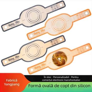 Covoraș de copt din silicon cu două mânere, mâner lung, covoraș pentru pâine pentru bucătăria de zi cu zi
