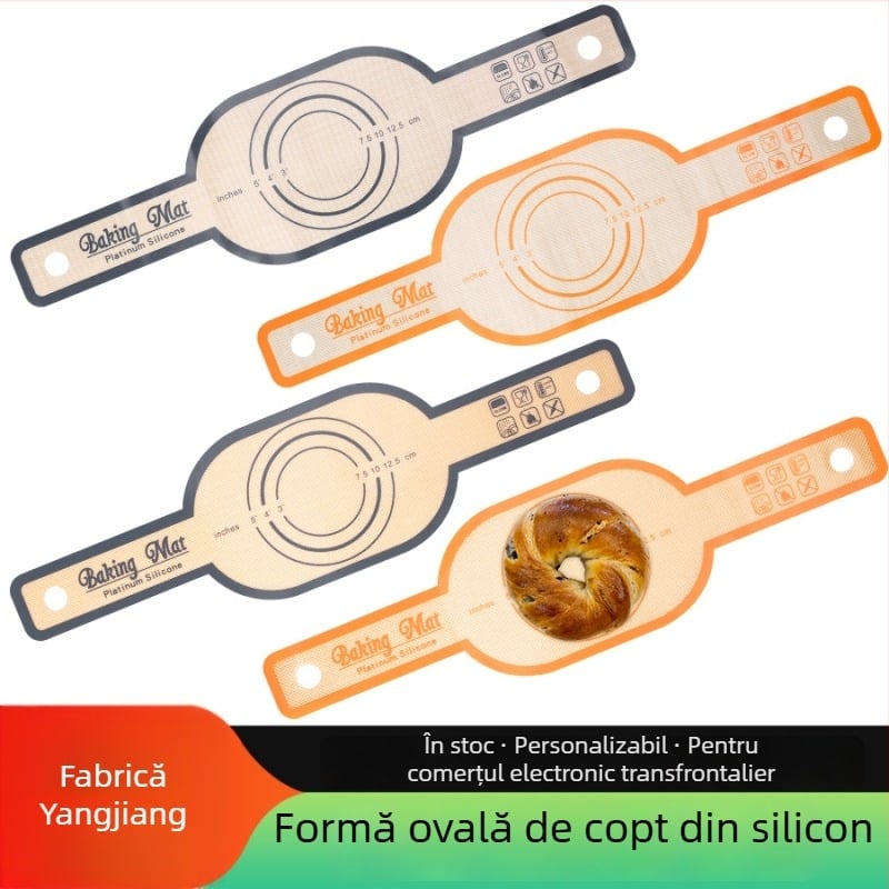 Covoraș de copt din silicon cu două mânere, mâner lung, covoraș pentru pâine pentru bucătăria de zi cu zi