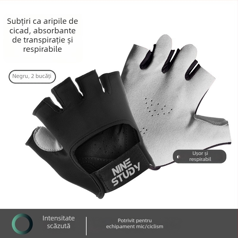 Mănuși de fitness cu degete parțiale pentru bărbați și femei, antiderapante, respirabile, pentru yoga, ciclism și camping în aer liber