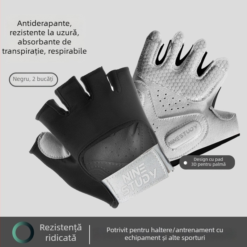 Mănuși de fitness cu degete parțiale pentru bărbați și femei, antiderapante, respirabile, pentru yoga, ciclism și camping în aer liber