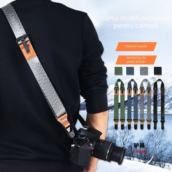 Curea de cameră pentru SLR și mirrorless – eliberare rapidă, reglabilă pentru purtare diagonală, cu cataramă sigură