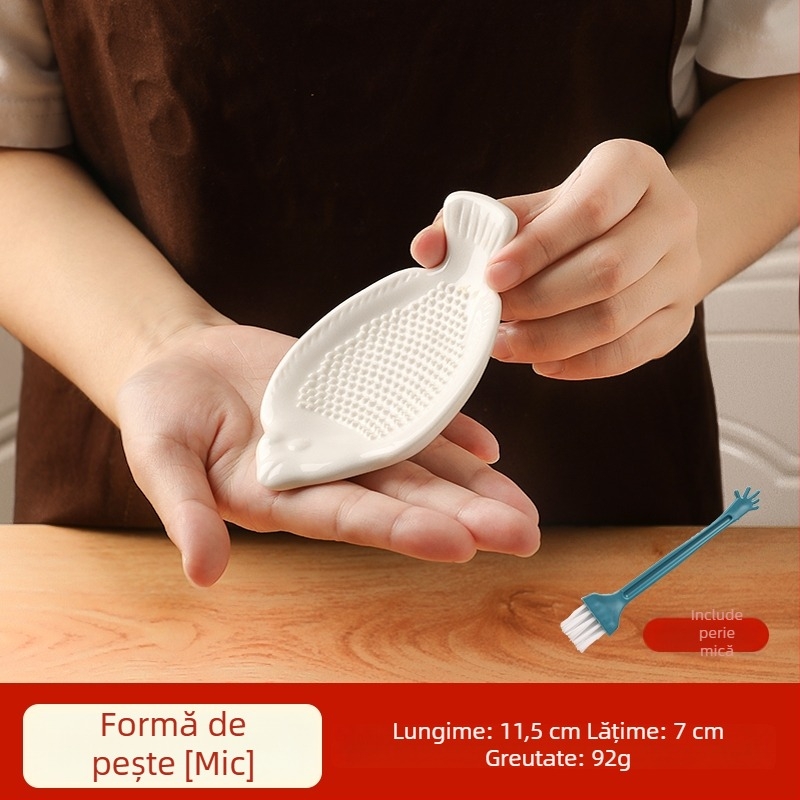 Râșniță ceramică pentru ghimbir și usturoi – ustensilă de bucătărie multifuncțională pentru pastă de ghimbir, pastă de usturoi și piure de fructe