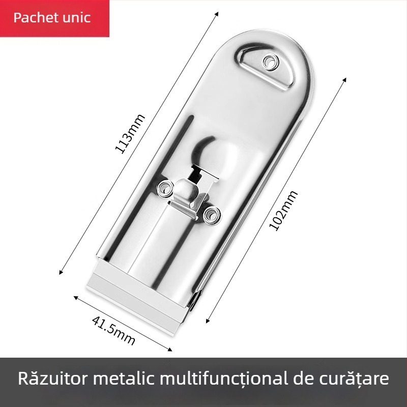 Unealtă multifuncțională din oțel inoxidabil cu mâner telescopic pentru îndepărtarea adezivului, curățarea sticlei, a podelelor, a rosturilor și a pereților — uz casnic