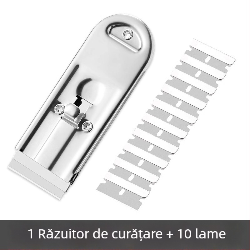 Unealtă multifuncțională din oțel inoxidabil cu mâner telescopic pentru îndepărtarea adezivului, curățarea sticlei, a podelelor, a rosturilor și a pereților — uz casnic