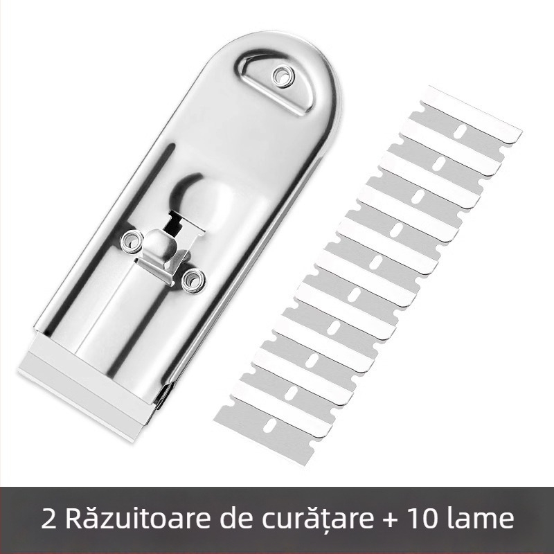 Unealtă multifuncțională din oțel inoxidabil cu mâner telescopic pentru îndepărtarea adezivului, curățarea sticlei, a podelelor, a rosturilor și a pereților — uz casnic