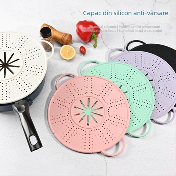 Capac din silicon anti-stropire, rezistent la temperatură înaltă, capac de oală anti-stropire, grătar pentru aburi în bucătărie, covoraș izolat pentru oală