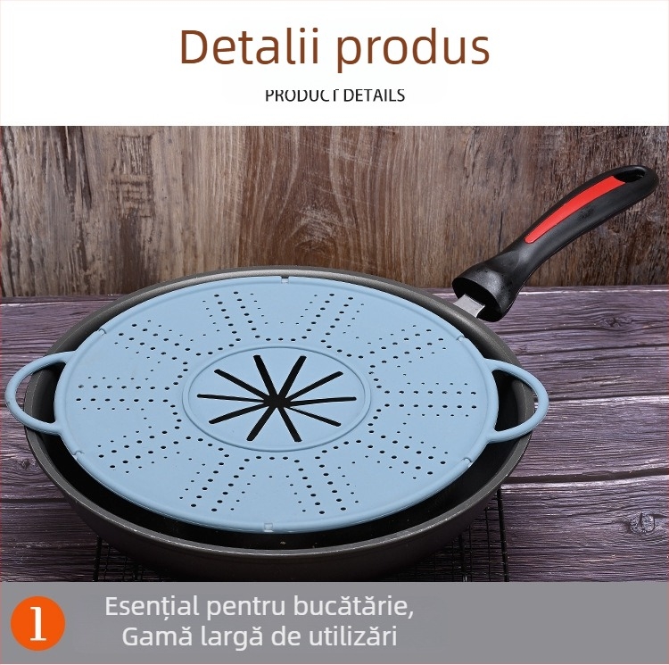 Capac din silicon anti-stropire, rezistent la temperatură înaltă, capac de oală anti-stropire, grătar pentru aburi în bucătărie, covoraș izolat pentru oală