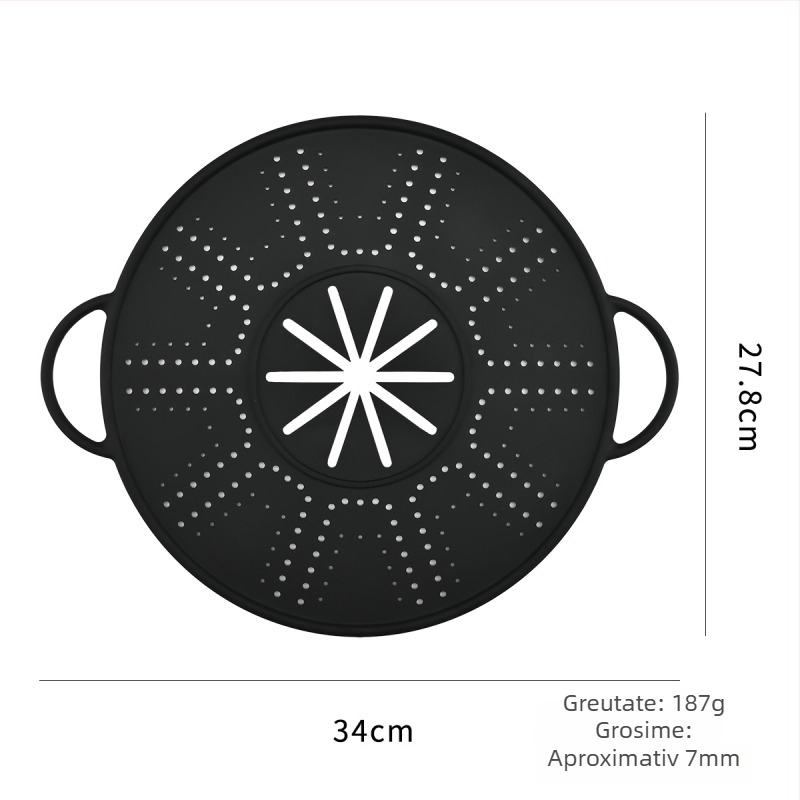 Capac din silicon anti-stropire, rezistent la temperatură înaltă, capac de oală anti-stropire, grătar pentru aburi în bucătărie, covoraș izolat pentru oală