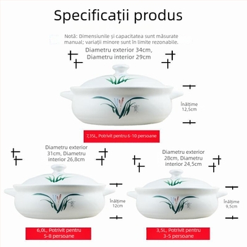 Oală ceramică extralargă, rezistentă la temperaturi înalte, pentru gătit hot pot, cu utilizare casnică, pentru supe cu stomac de porc și pui, compatibilă cu aragaz