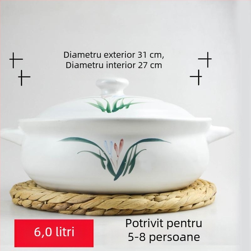 Oală ceramică extralargă, rezistentă la temperaturi înalte, pentru gătit hot pot, cu utilizare casnică, pentru supe cu stomac de porc și pui, compatibilă cu aragaz