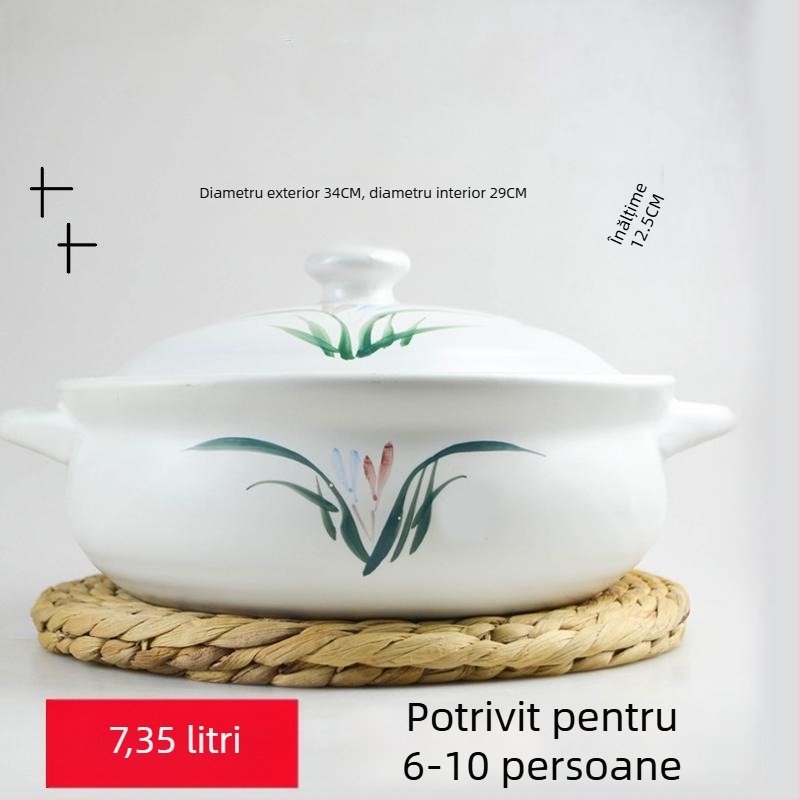 Oală ceramică extralargă, rezistentă la temperaturi înalte, pentru gătit hot pot, cu utilizare casnică, pentru supe cu stomac de porc și pui, compatibilă cu aragaz