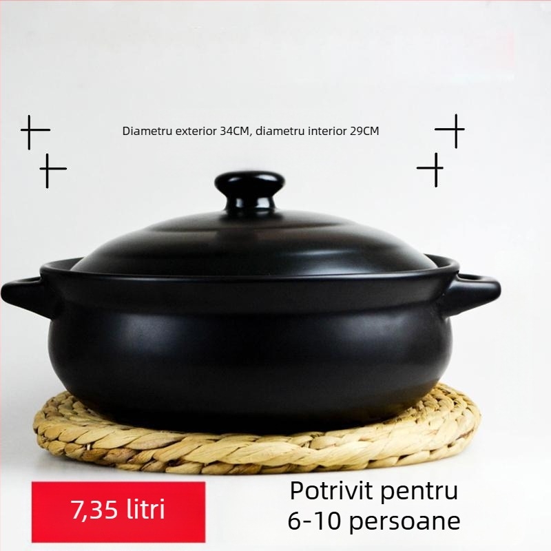 Oală ceramică extralargă, rezistentă la temperaturi înalte, pentru gătit hot pot, cu utilizare casnică, pentru supe cu stomac de porc și pui, compatibilă cu aragaz