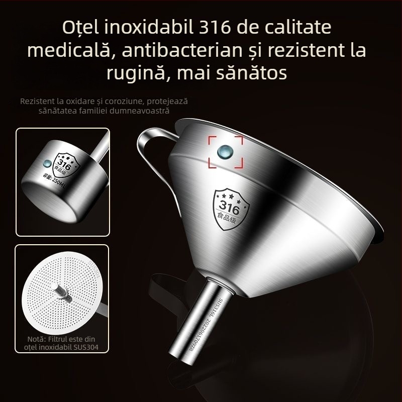 Set pentru turnarea vinului din oțel inoxidabil 316, uz casnic — cu lingură pentru vin și pâlnie, diametru mare