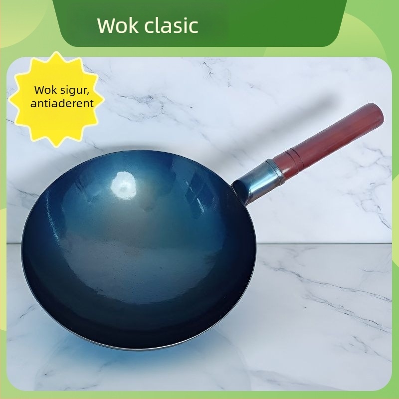 Mini wok din fontă, neacoperit, porție pentru o singură persoană, prăjire ouă și hrană pentru bebeluși