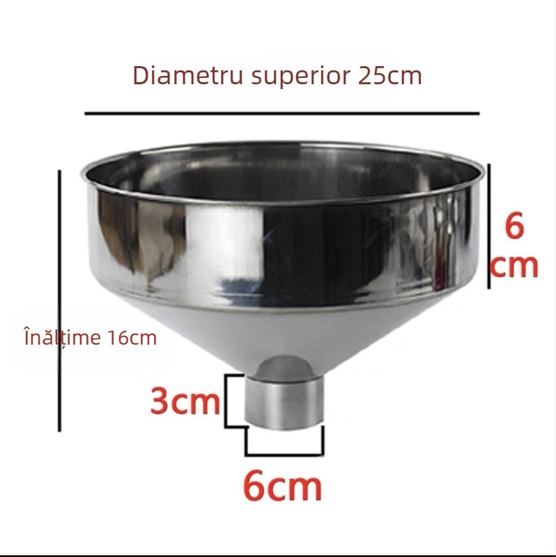 Pâlnie industrială din oțel inoxidabil, extra mare, diametru mare, pentru umplere comercială, recipient inferior