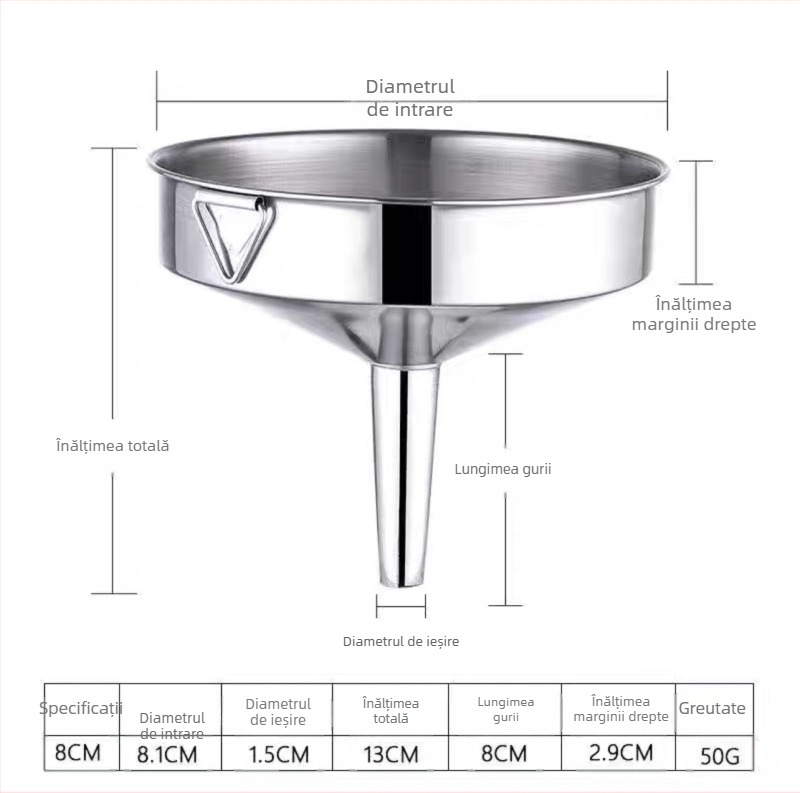 Pâlnie industrială din oțel inoxidabil, extra mare, diametru mare, pentru umplere comercială, recipient inferior
