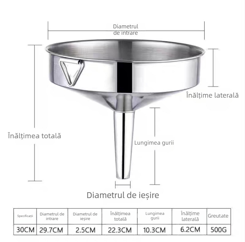 Pâlnie industrială din oțel inoxidabil, extra mare, diametru mare, pentru umplere comercială, recipient inferior