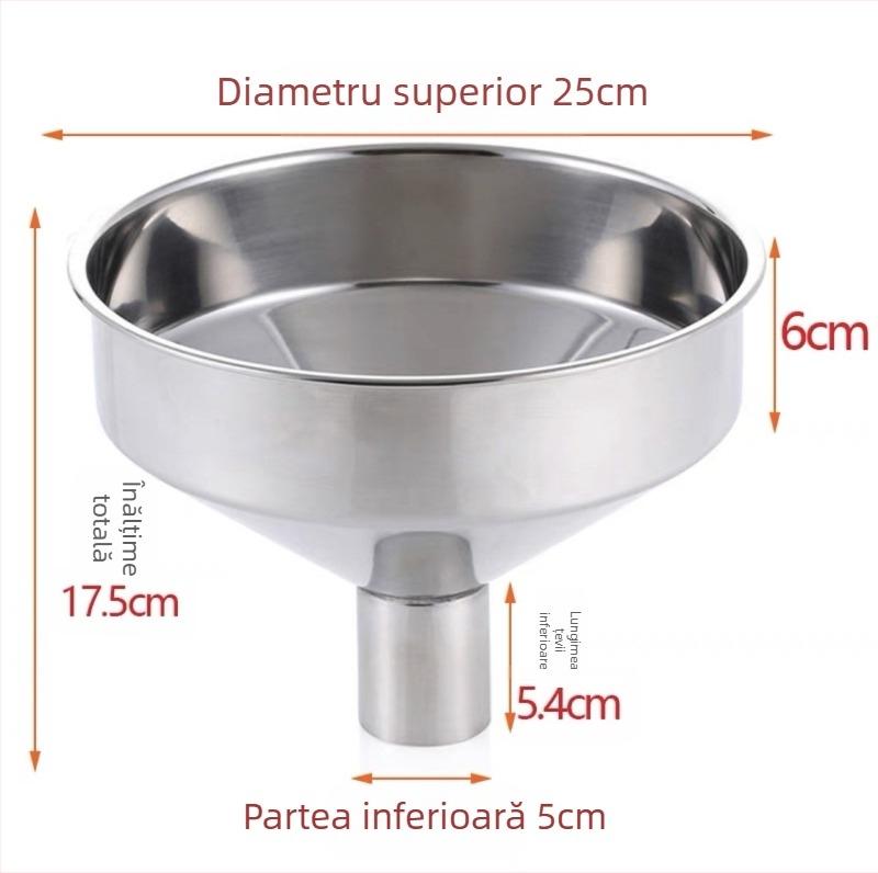 Pâlnie industrială din oțel inoxidabil, extra mare, diametru mare, pentru umplere comercială, recipient inferior